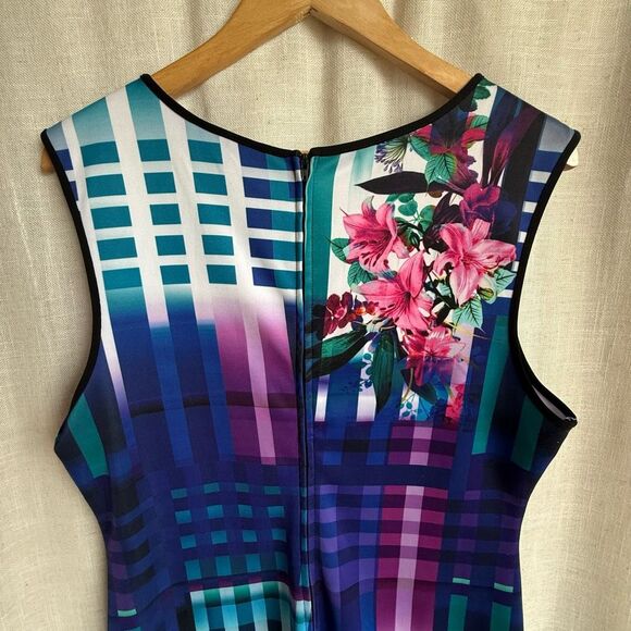 Floral Office Sheath Dress Womens Size 16 Multicolor Bisou Bisou Career Retro - Picture 4 of 16